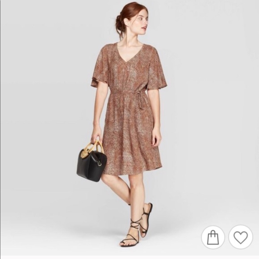 Tasteful Snake Print Tie-Waist Dress